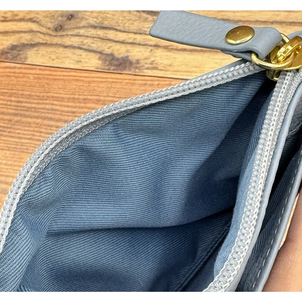 2 Pc Set Lodis Italian Leather Dustin Eiffel‎ Wristlet & Wallet RFID Powder Blue